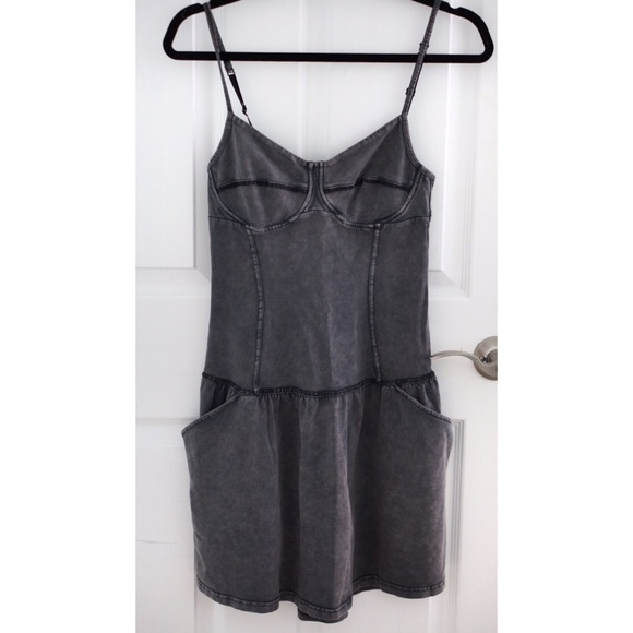 Aritzia | Wilfred Dark Grey Bustier Mini Dress - Picture 1 of 3